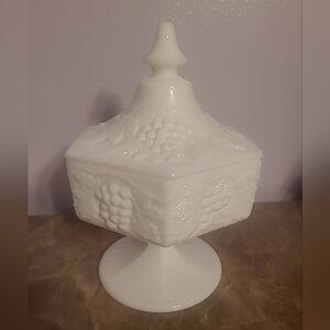 White Milk Glass Candy Dish